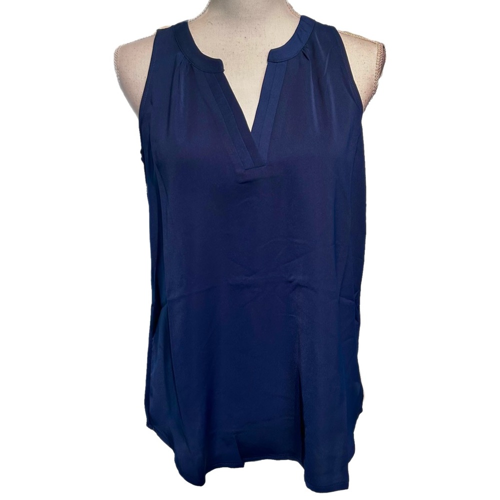 NWT Jade Melody Tam Blouse Pleated V Neck Sleeveless Spring Summer Classic Small